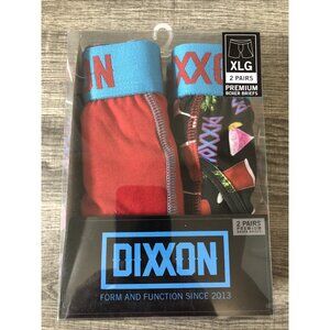 Dixxon Premium Boxer Briefs -Two Pair One Red and One Black Party Print Size XL